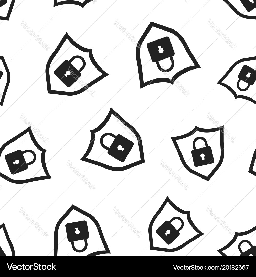 Lock with shield security seamless pattern vector image