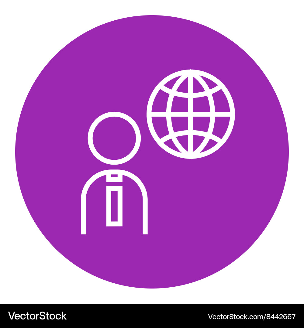 Man with globe line icon vector image