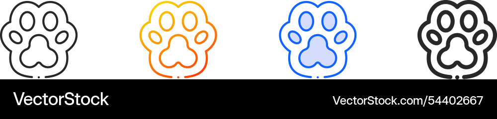 Paw print iconthin linear gradient blue stroke Vector Image