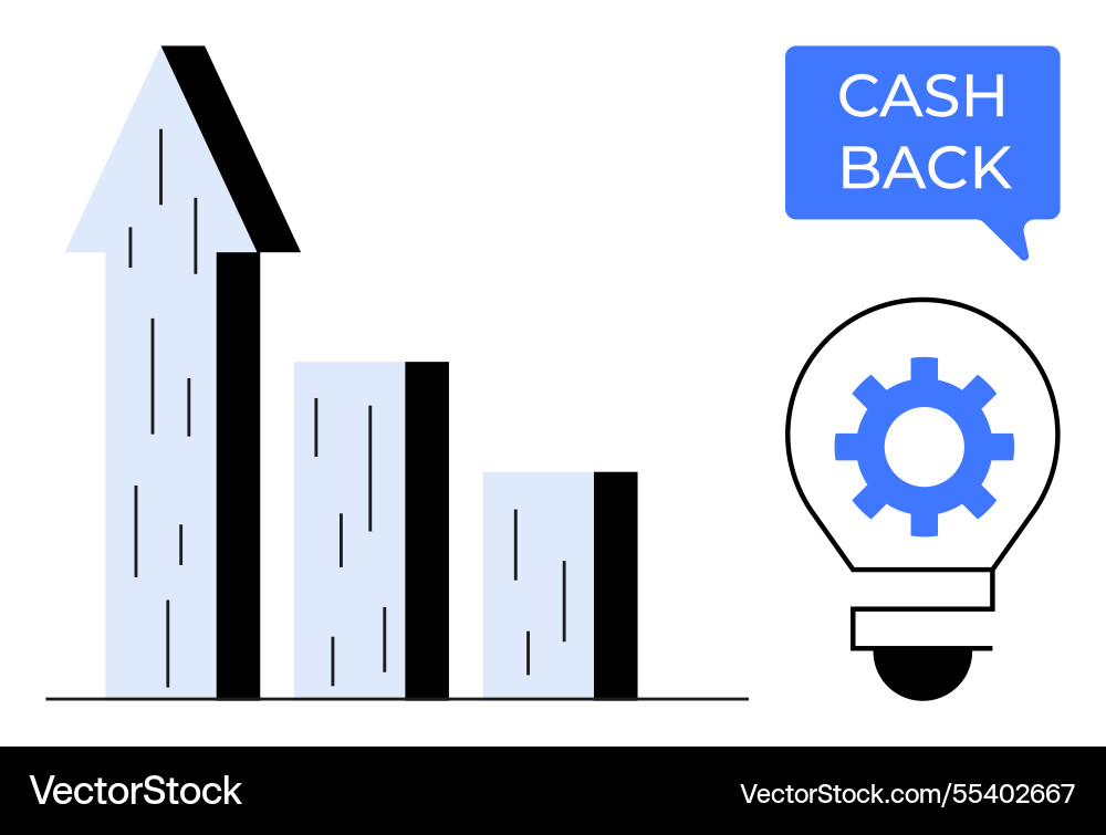 Rising bar graph with upward arrow signifying Rising bar graph with upward arrow signifying vector image