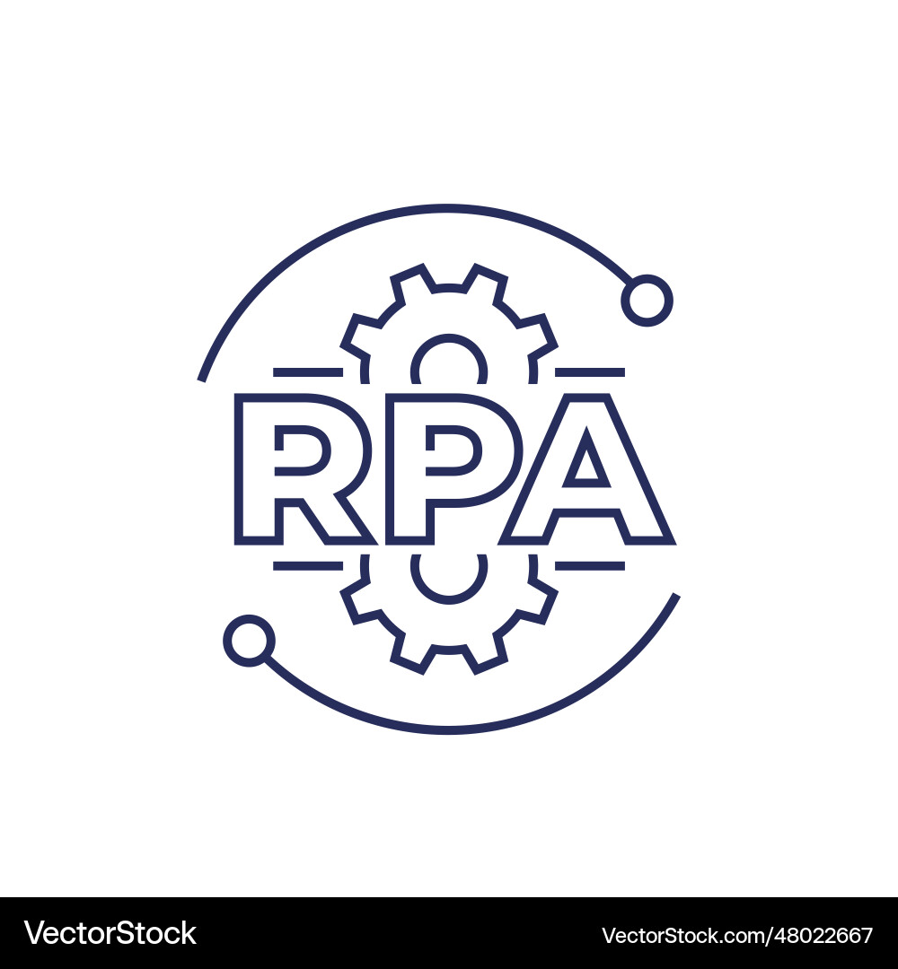 Rpa line icon robotic process automation Vector Image