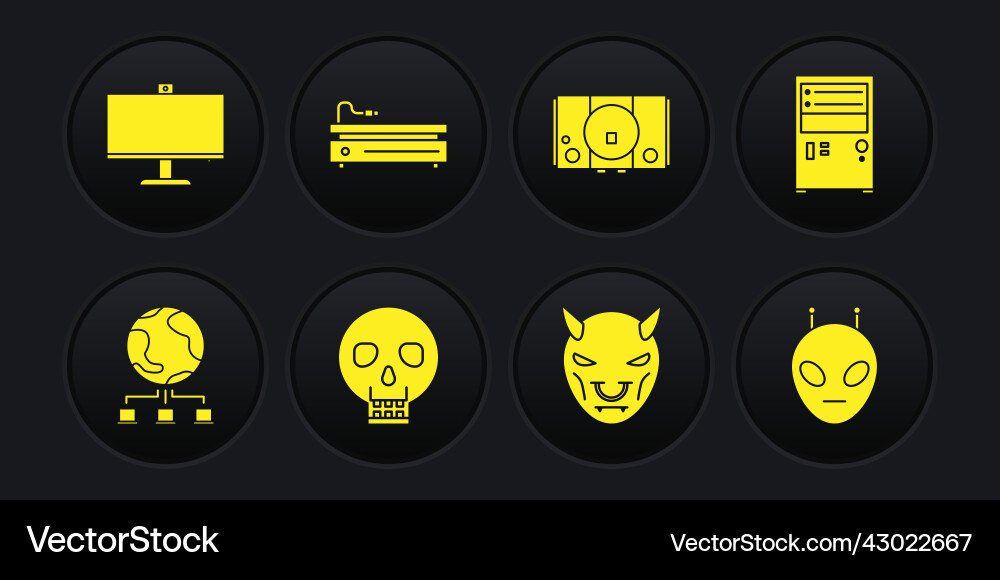 Set computer network skull mask of the devil vector image