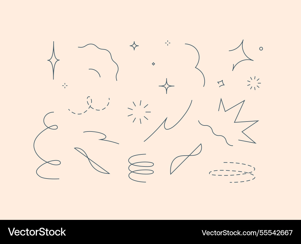 Star line design elements blue on beige bg Star line design elements blue on beige bg vector image