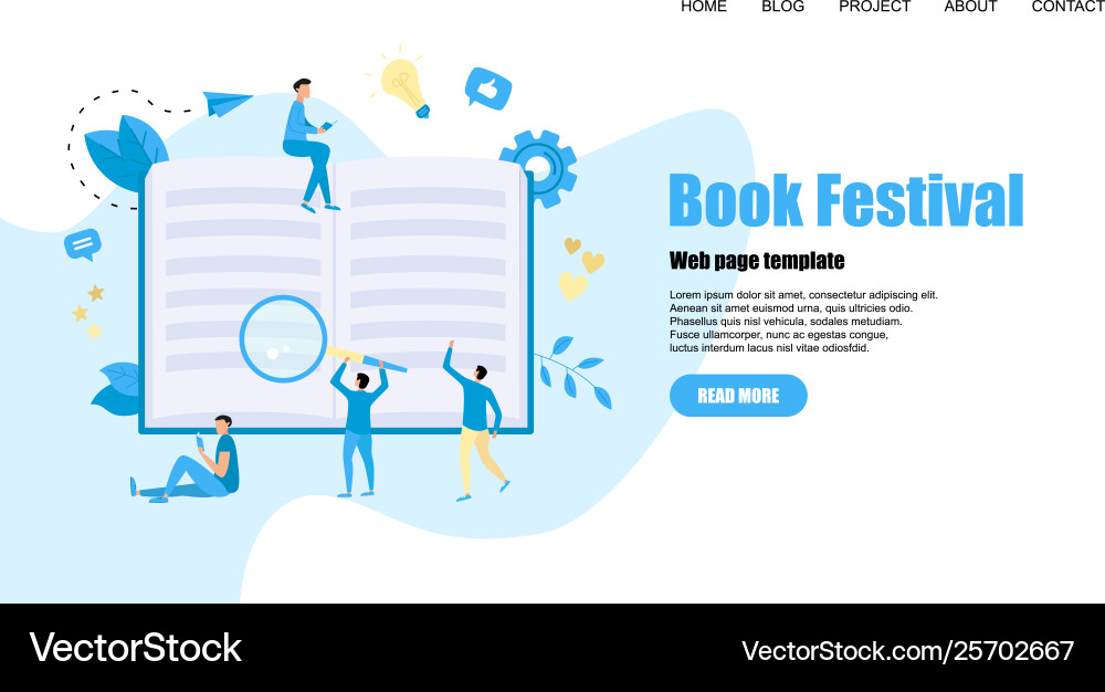 Web template flat open book reading concept vector image
