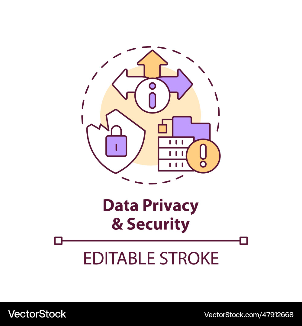 2d data privacy and security concept linear icon Vector Image