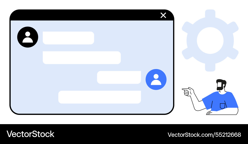 Communication interface with chat bubbles user Communication interface with chat bubbles user vector image