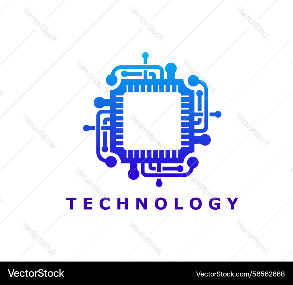 Computer chip artificial intelligence tech icon Computer chip artificial intelligence tech icon Vector Image