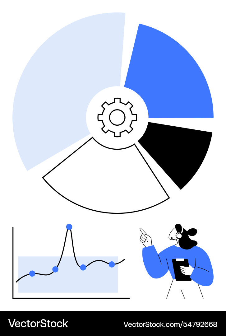 Dynamic business analysis with pie chart trend Dynamic business analysis with pie chart trend Vector Image