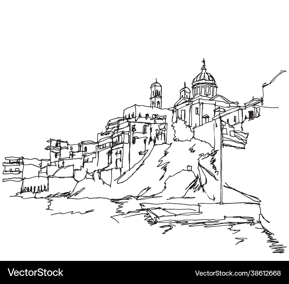 Ermoupoli syros island greece vector image