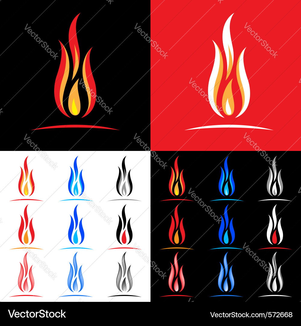 Fire icons collection Royalty Free Vector Image