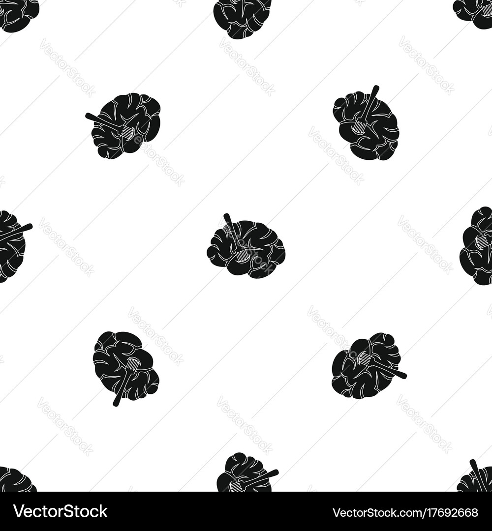 Fork is inserted into the brain pattern seamless vector image