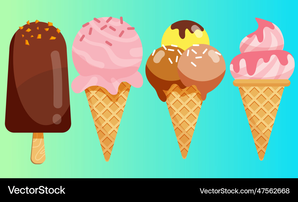 Ice cream realistic constructor set of various Ice cream realistic constructor set of various vector image