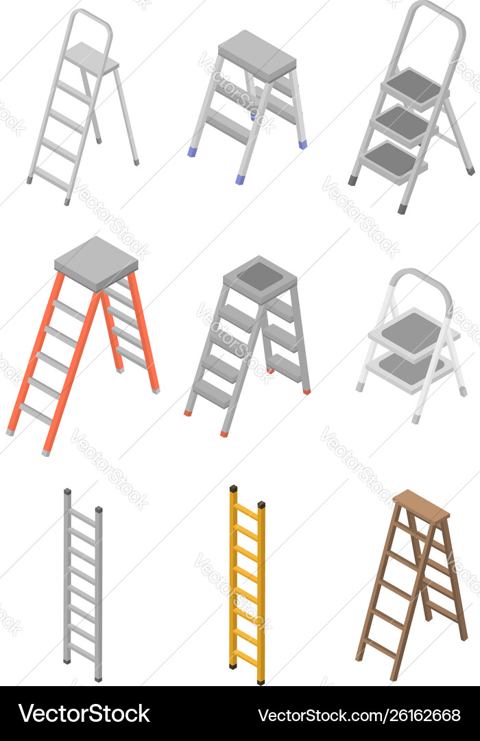 Ladder icons set isometric style Ladder icons set isometric style vector image