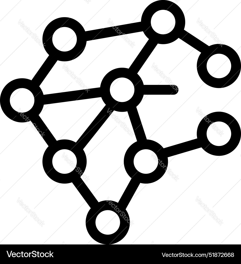 Network icon showing interconnected nodes forming Vector Image
