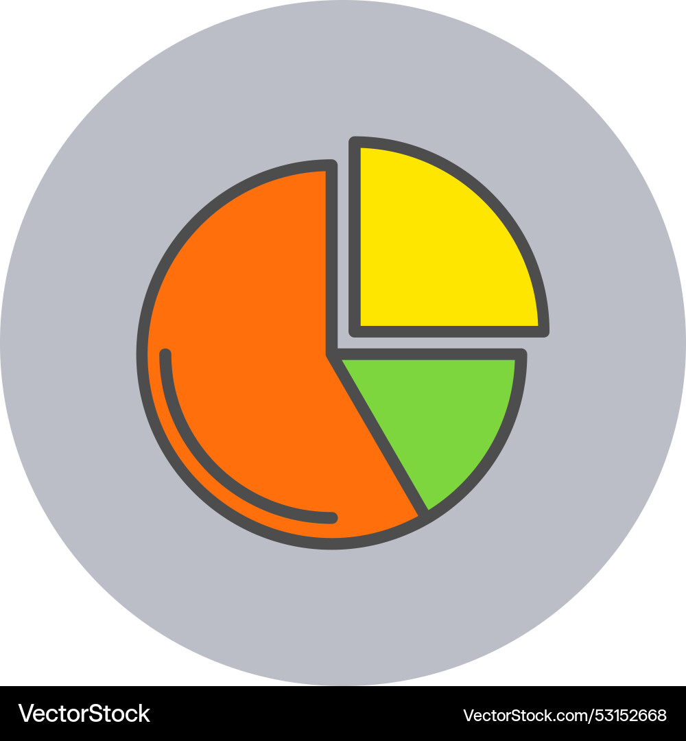 Pie chart line filled circle icon Vector Image