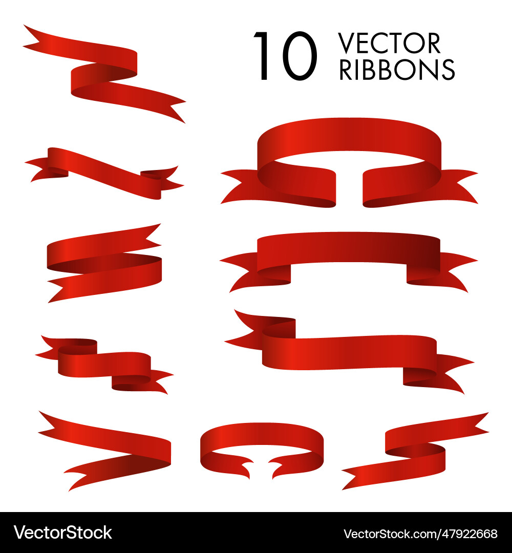 Red ribbon scrolls set Red ribbon scrolls set vector image
