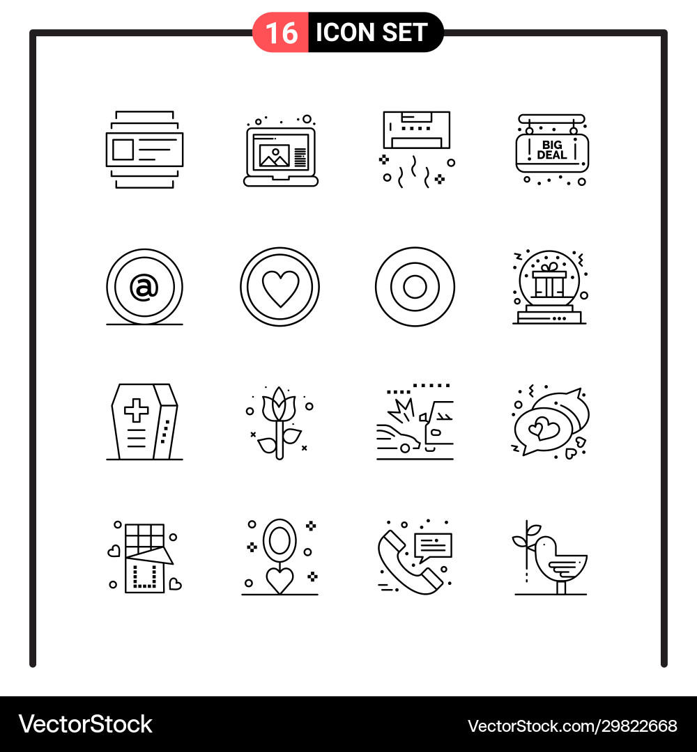 Set 16 line style icons for web and mobile Set 16 line style icons for web and mobile vector image