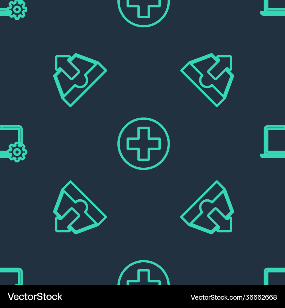 Set line medical cross in circle upload inbox vector image