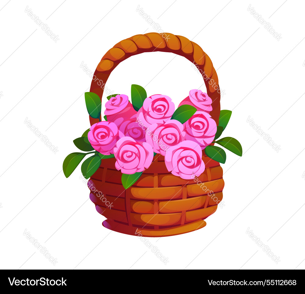 Wedding marriage and valentine day roses basket Wedding marriage and valentine day roses basket vector image