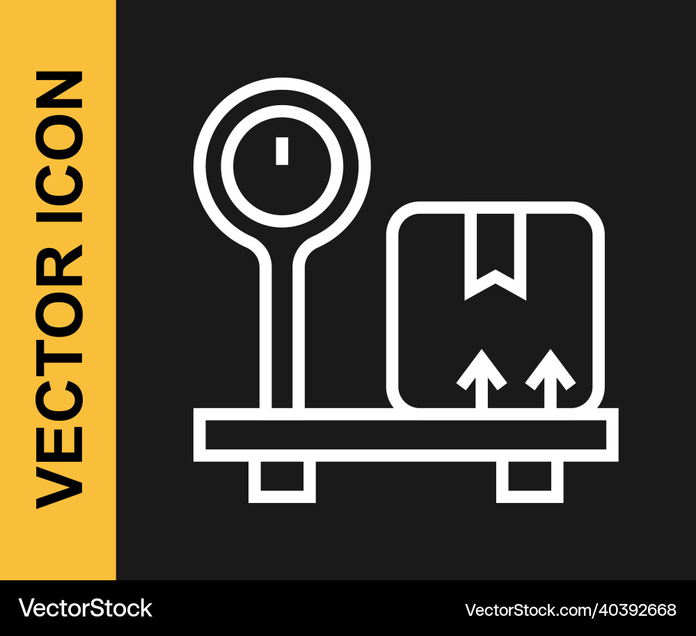 White line scale with cardboard box icon isolated Vector Image