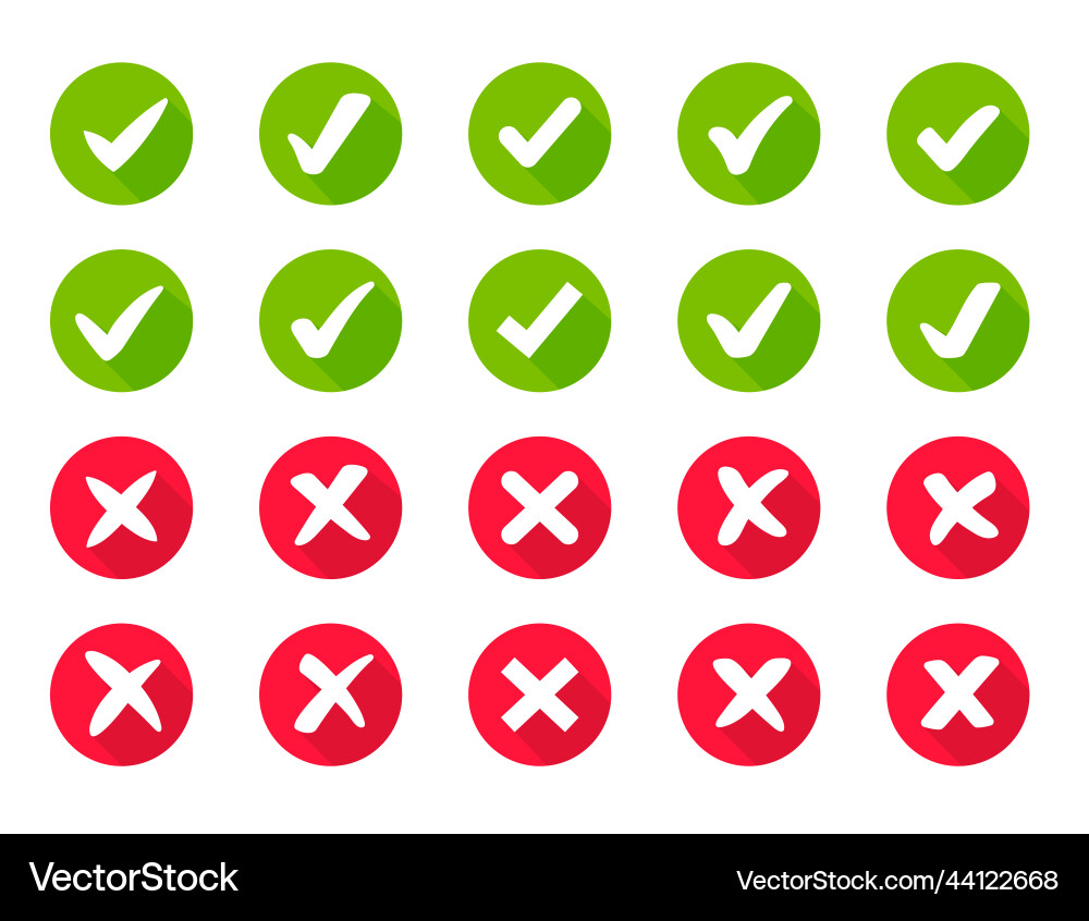 Wrong check mark icon long shadow for validation Wrong check mark icon long shadow for validation vector image