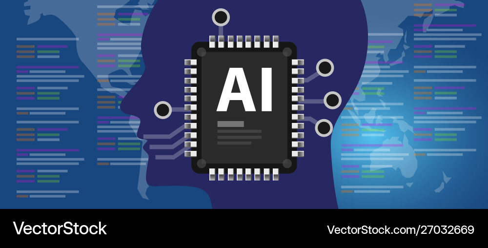 Ai artificial intelligence programming code human vector image