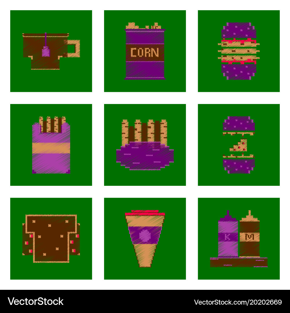 Assembly of flat shading style pixel icon fast Vector Image
