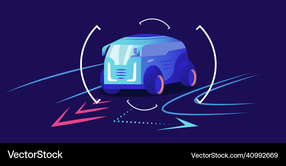 Automobile navigation flat color smart driver Automobile navigation flat color smart driver vector image