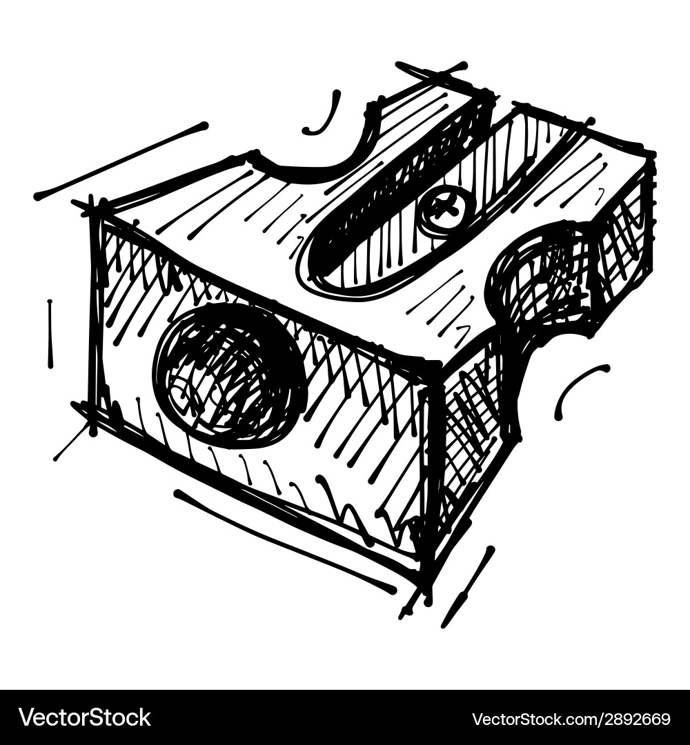 Black sketch drawing of sharpener Royalty Free Vector Image