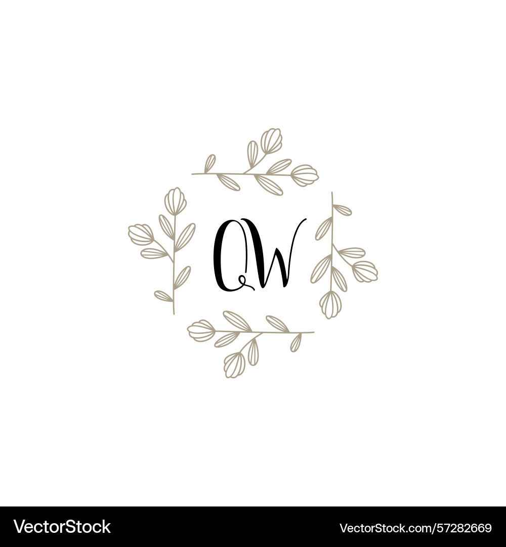 Botanical monogram logos with initial qw Botanical monogram logos with initial qw Vector Image