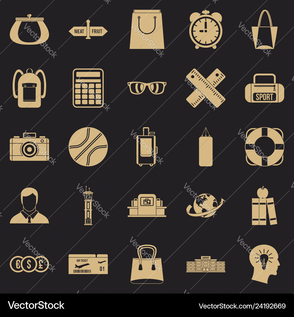 Case icons set simple style Vector Image