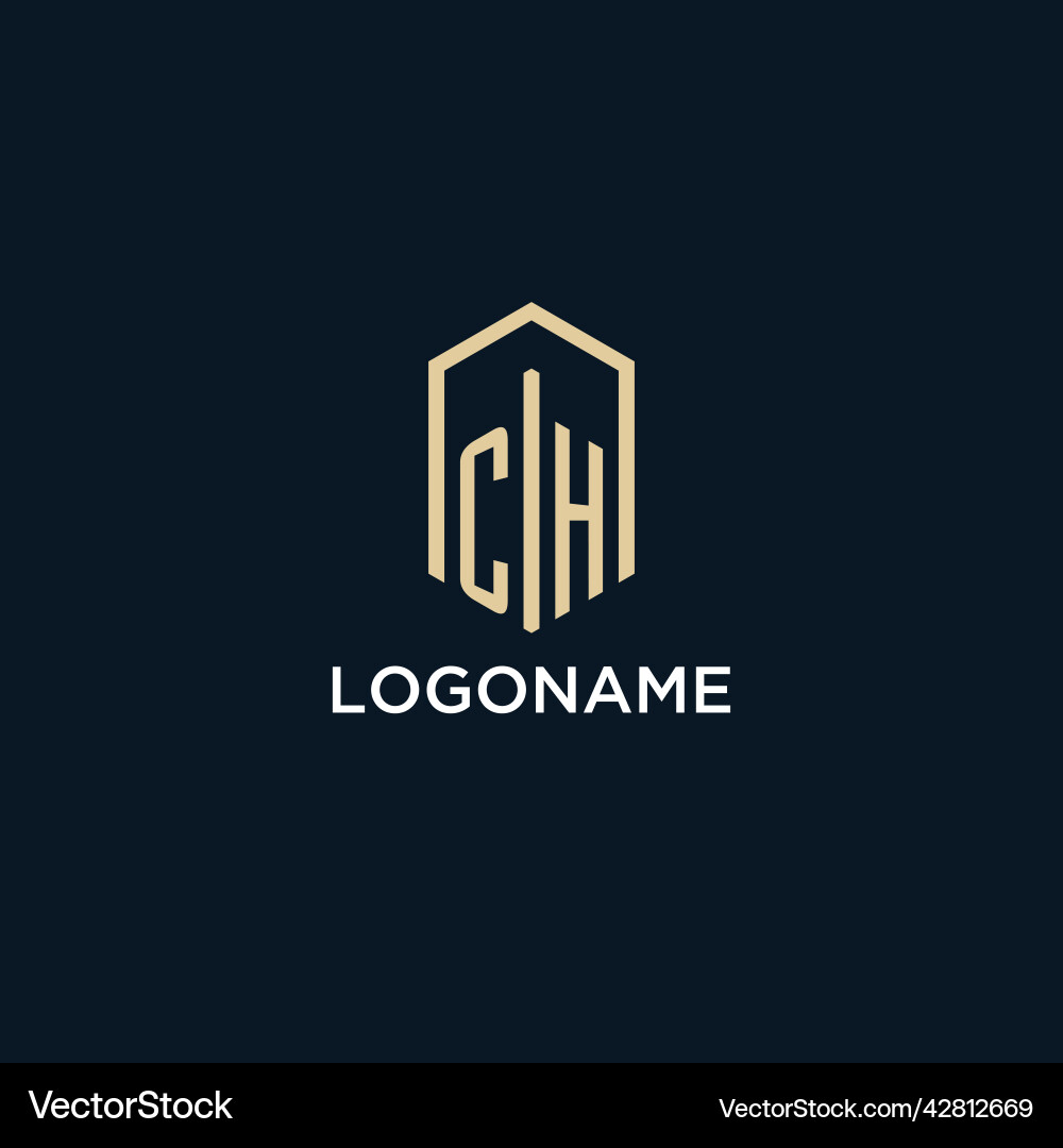 Ch initial monogram logo with hexagonal shape Vector Image