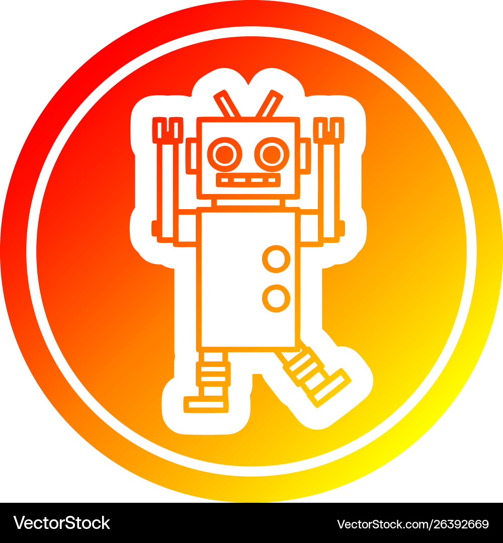 Dancing robot circular in hot gradient spectrum vector image