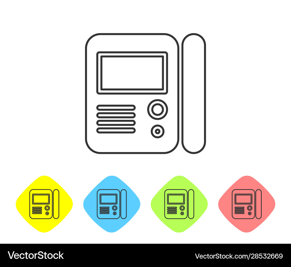 Grey line house intercom system icon isolated Grey line house intercom system icon isolated Vector Image
