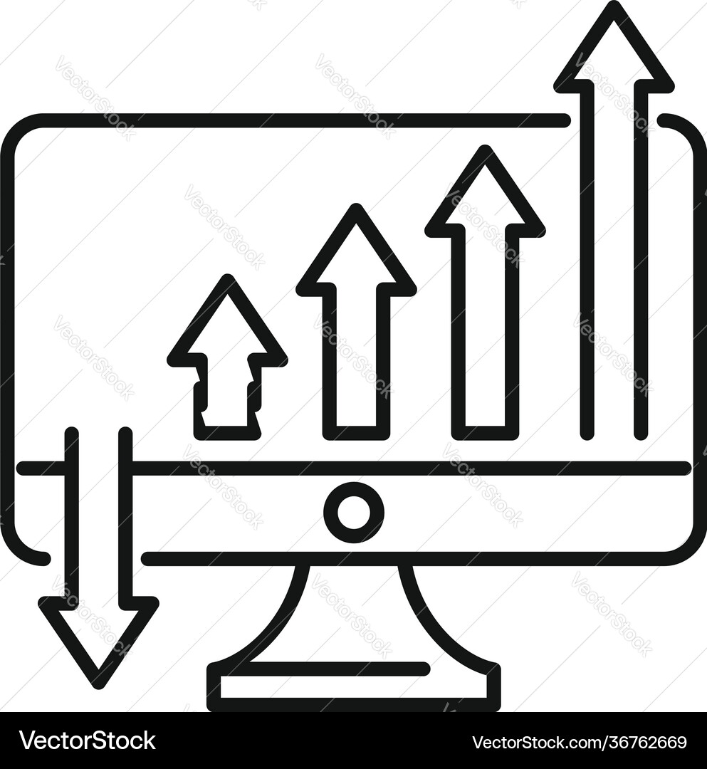 Increasing graph icon outline style Increasing graph icon outline style vector image