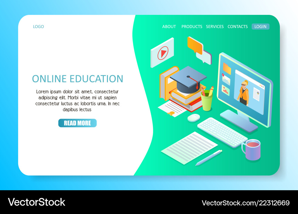 Online education landing page website Online education landing page website vector image