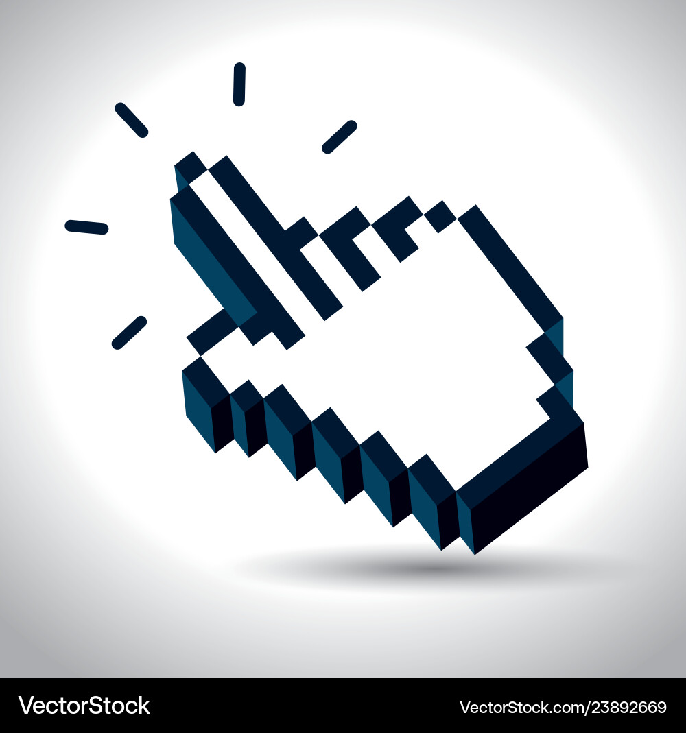 Pixel hand mouse click cursor vector image