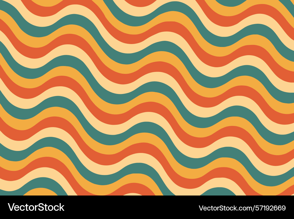 Retro 70s style wavy stripes background pattern Vector Image