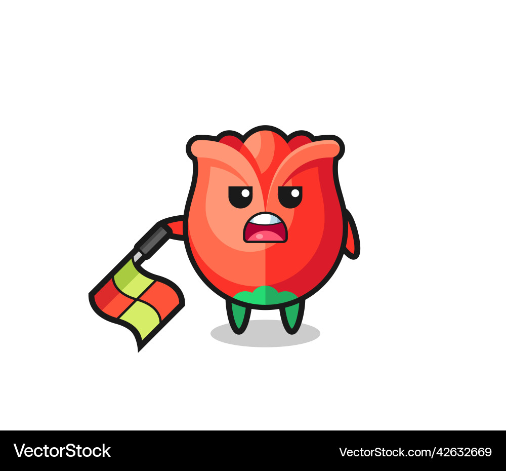 Rose character as line judge hold the flag down Vector Image