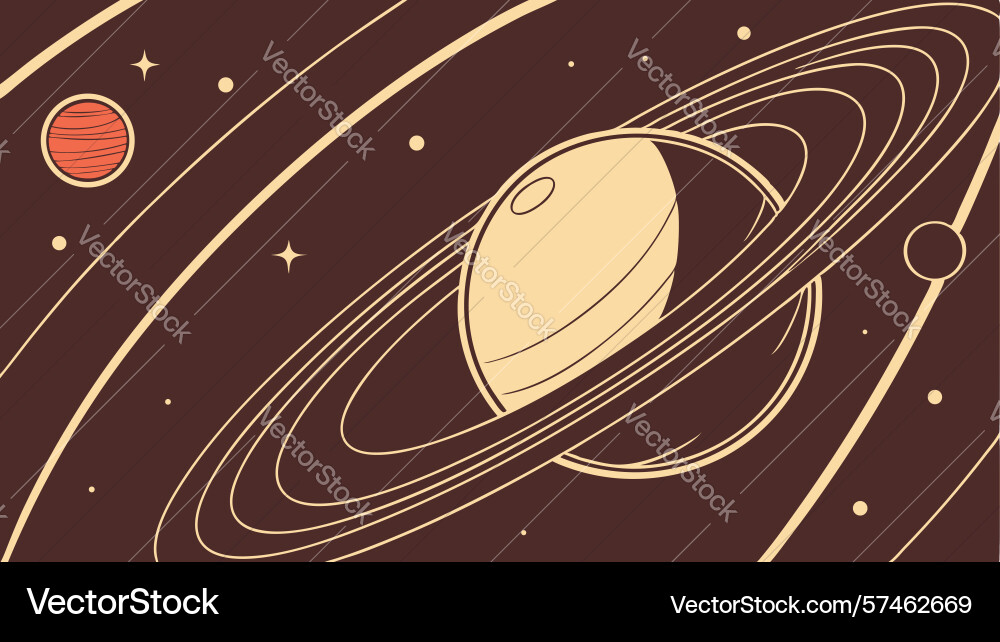 Saturn-like planet with rings in deep space vector image