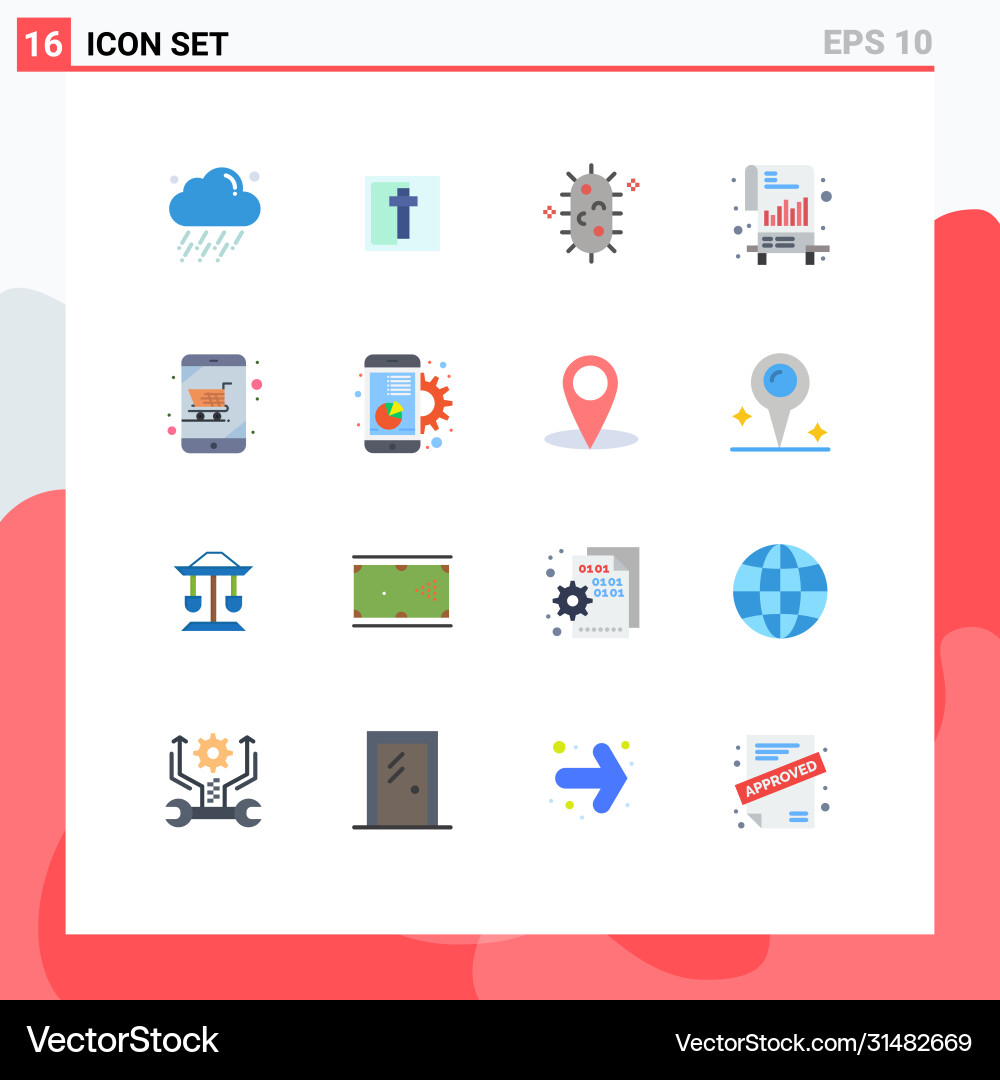 Set 16 flat colors on grid for device file Vector Image