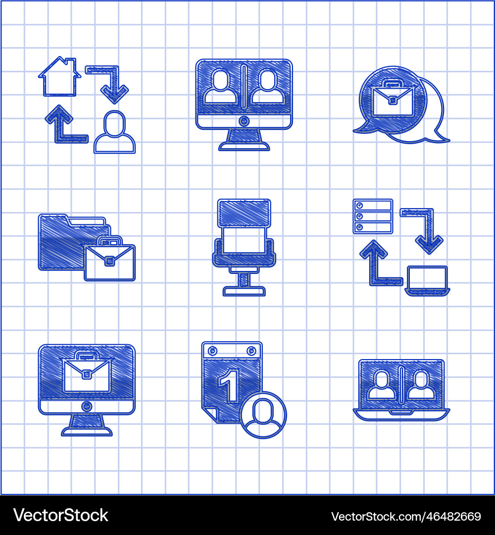 Set office chair time management video chat Set office chair time management video chat vector image