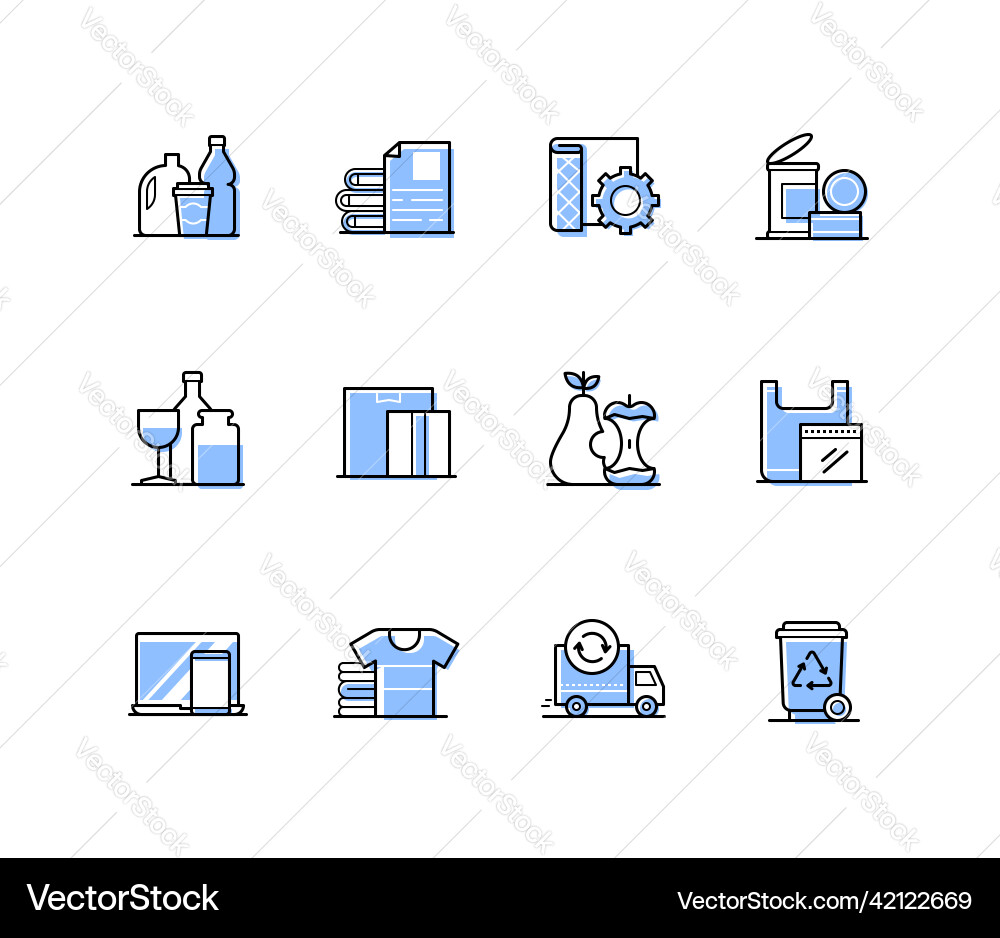 Waste sorting - modern line design style icons set Waste sorting - modern line design style icons set vector image