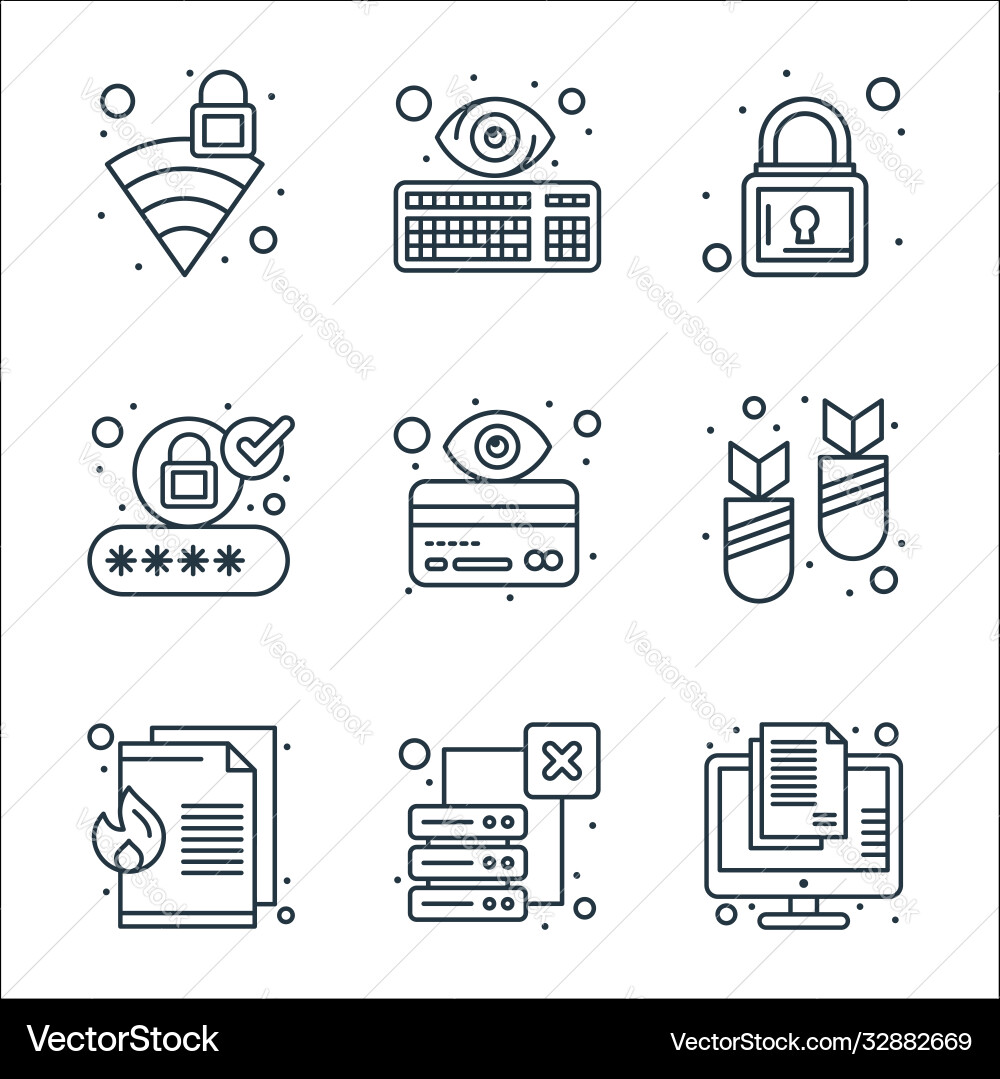 Web security line icons linear set quality Web security line icons linear set quality vector image