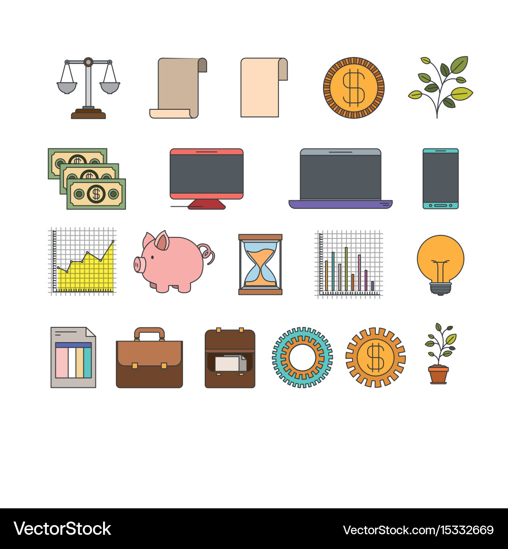 White background with colorful set elements vector image