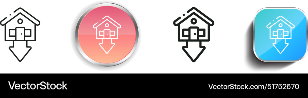 Bankrupt icon thin linear regular and button vector image