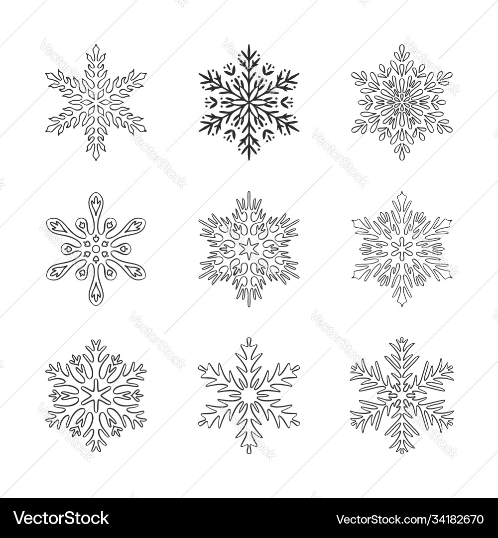 Christmas snowflakes collection isolated on white Christmas snowflakes collection isolated on white vector image