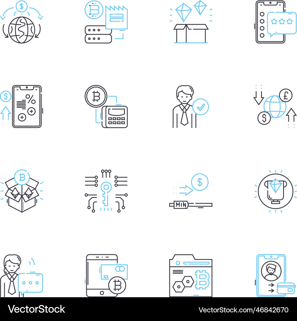 Cryptocurrency trading linear icons set bitcoin Cryptocurrency trading linear icons set bitcoin vector image