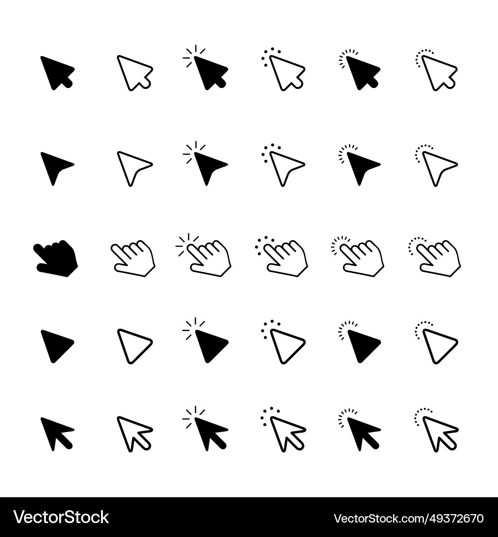 Design mouse cursor set isolated on white Vector Image