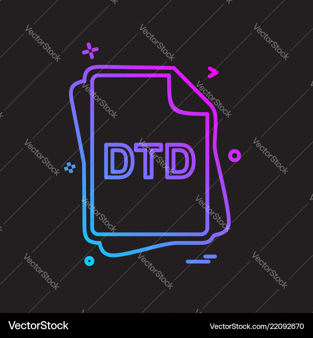 Dtd file type icon design Dtd file type icon design vector image